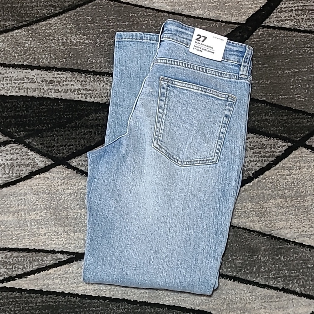 JOE FRESH SLIM BOYFRIEND DISTRESSED LIGHT-WASH DENIM JEAN